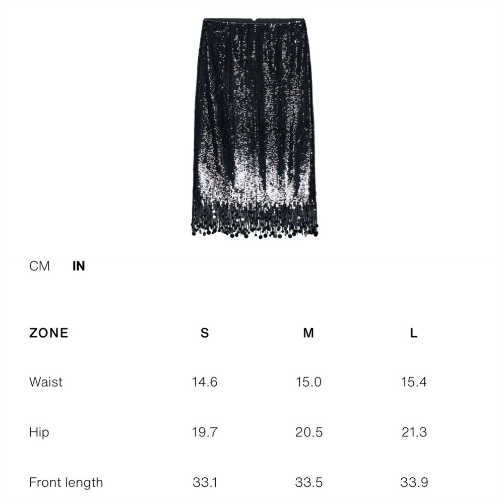 NEW. ZARA 🖤 SEQUIN LONG SKIRT - Picture 14 of 15